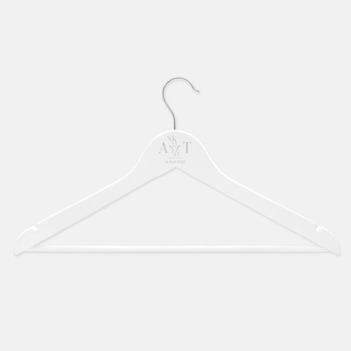 Cintre mariage personnalisé initiales mariés illustration épis bois 45x23 cm - Terracotta