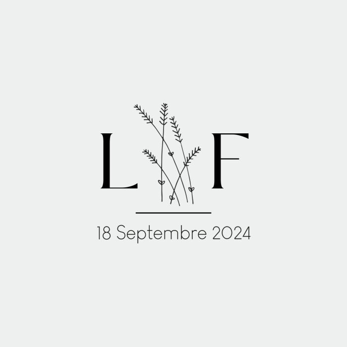 Cintre mariage personnalisé initiales mariés illustration épis bois 45x23 cm - Terracotta