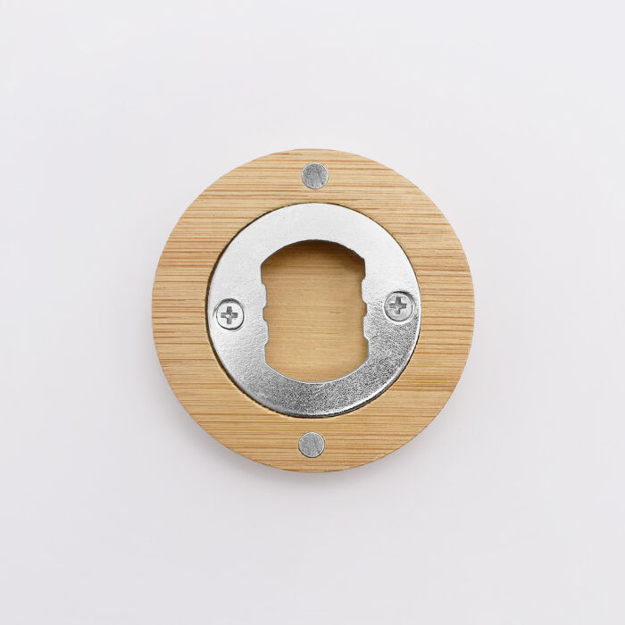 Décapsuleur mariage personnalisé prénoms mariés bois 6x6 cm - Bohème