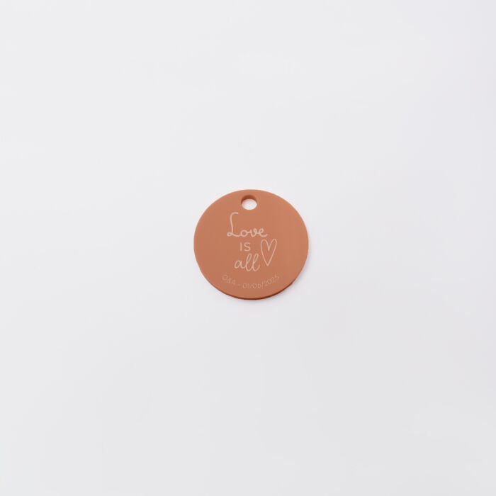 Etiquette cadeau mariage personnalisée illustration acrylique terre brûlée 3,5x3,5 cm - Terracotta