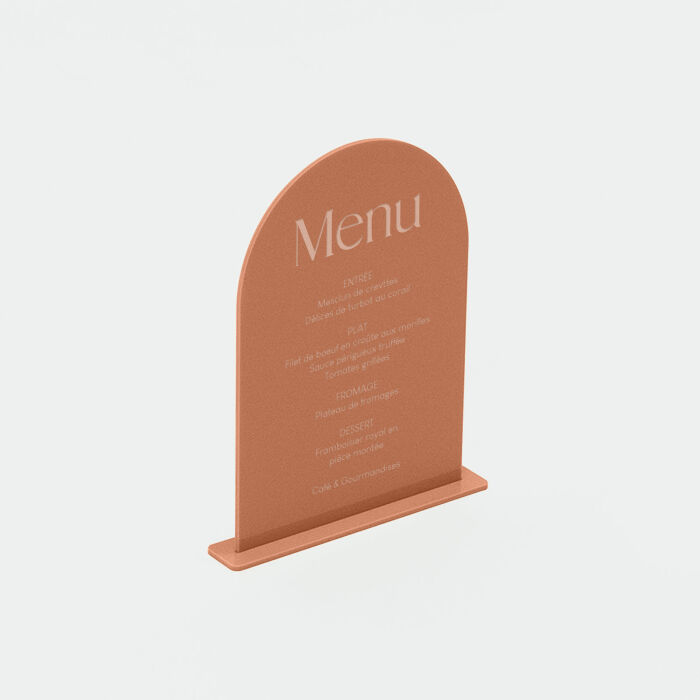 Menu mariage personnalisé acrylique terre brûlée 14x20 cm - Terracotta