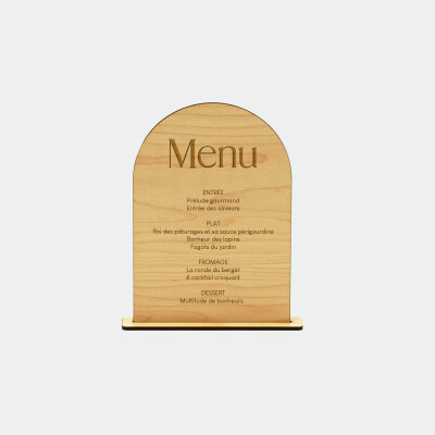 Menu mariage personnalisé bois 14x20 cm - Terracotta