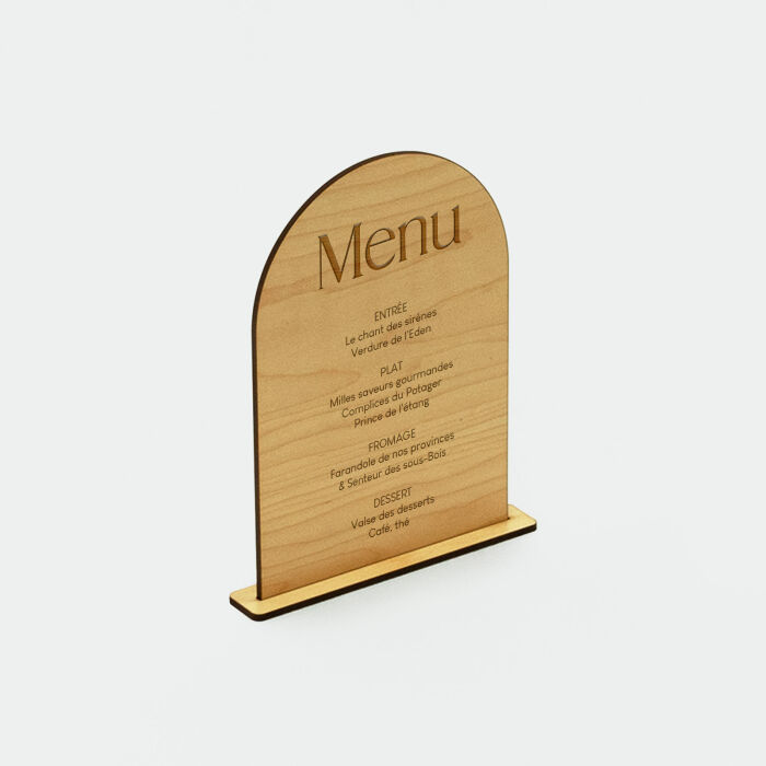Menu mariage personnalisé bois 14x20 cm - Terracotta