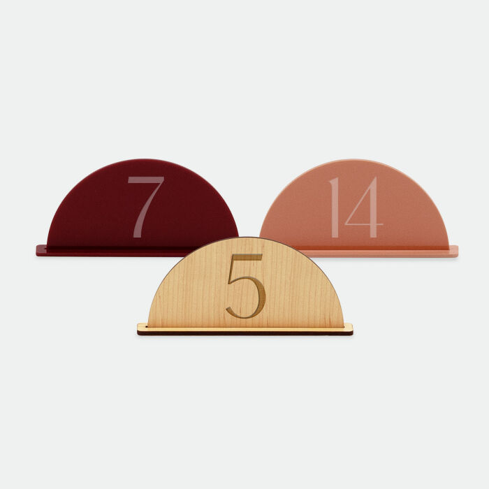 Numéro de table mariage bois et acrylique 12x11 cm - Terracotta