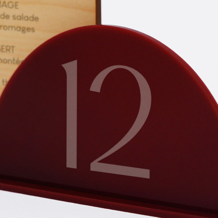 Numéro de table mariage bois et acrylique 12x11 cm - Terracotta