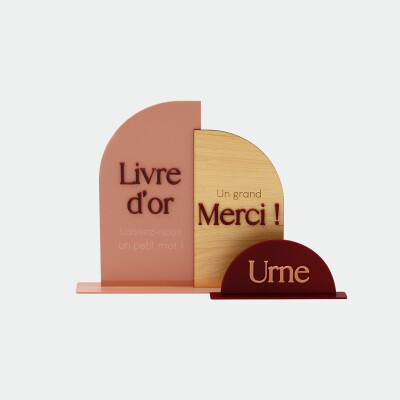 Ensemble de panneaux mariage Livre d'or, Merci et Urne - Terracotta