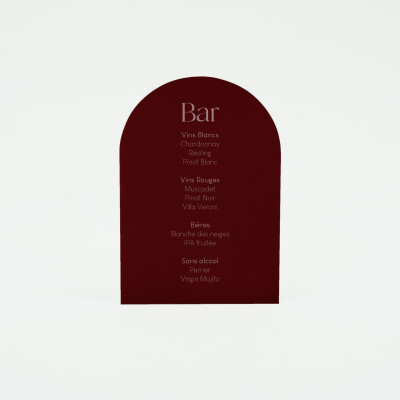 Signalétique bar mariage personnalisée acrylique rouge carmin 28x40 cm - Terracotta