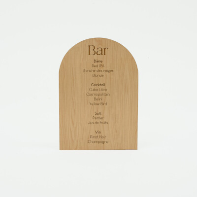 Signalétique bar mariage personnalisée bois 28x40 cm - Terracotta