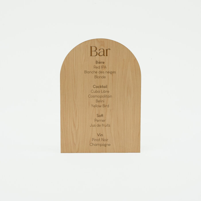Signalétique bar mariage personnalisée bois 28x40 cm - Terracotta
