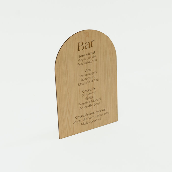 Signalétique bar mariage personnalisée bois 28x40 cm - Terracotta