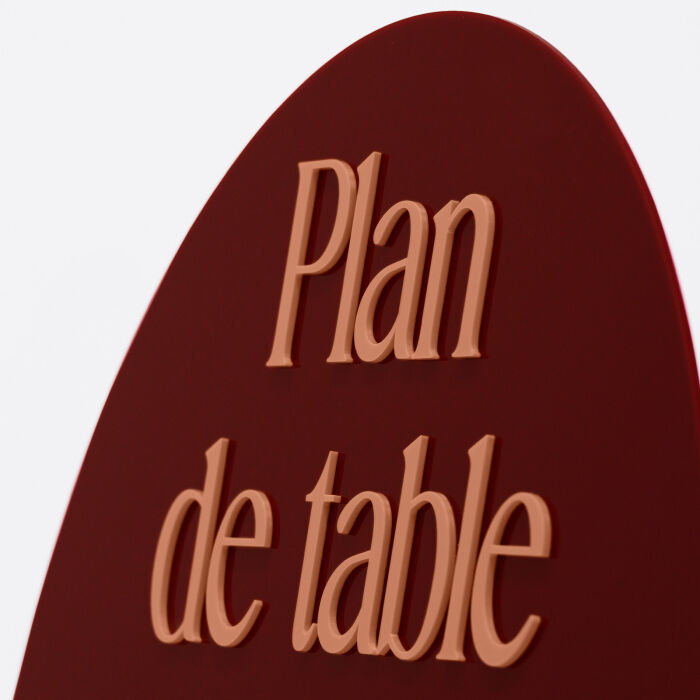 Plan de table mariage personnalisé acrylique rouge carmin 99x59 cm - Terracotta