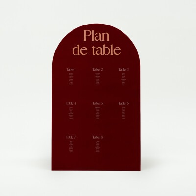 Plan de table mariage personnalisé acrylique rouge carmin 99x59 cm - Terracotta