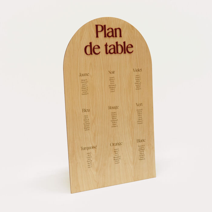 Plan de table mariage personnalisé bois 99x59 cm - Terracotta
