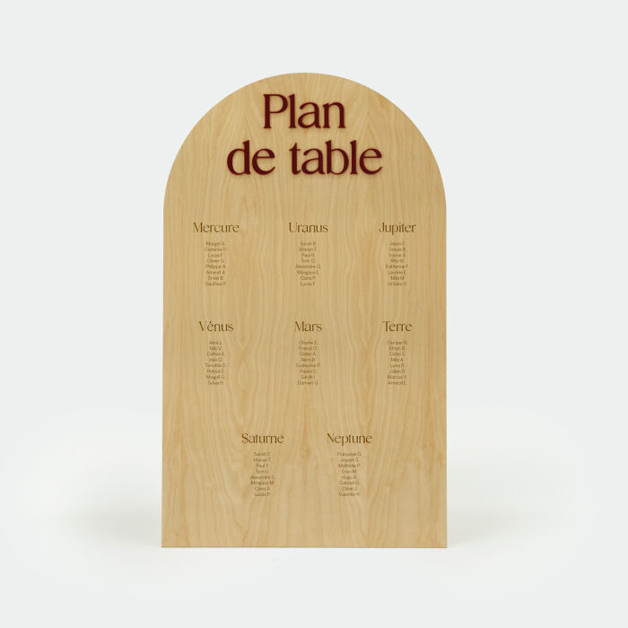 Plan de table mariage personnalisé bois 99x59 cm - Terracotta