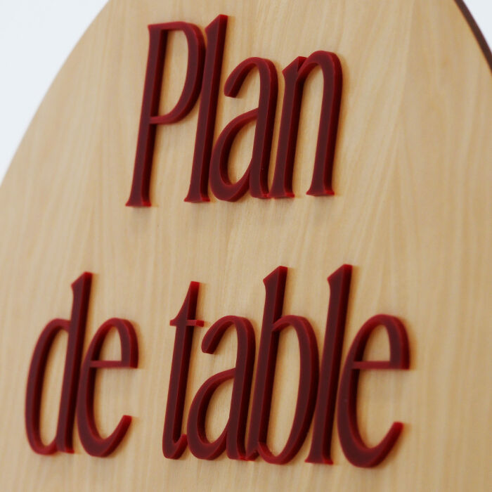 Plan de table mariage personnalisé bois 99x59 cm - Terracotta