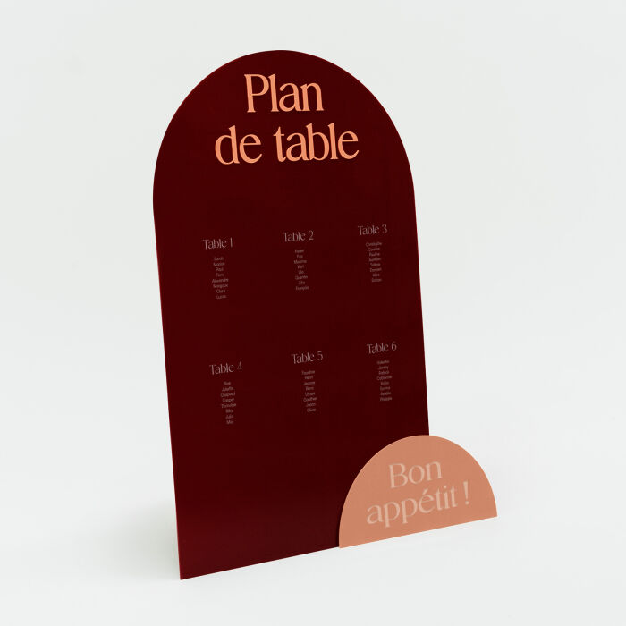 Ensemble de panneaux mariage personnalisés plan de table rouge carmin et panneau Bon appétit bois - Terracotta