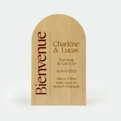 Panneau bienvenue mariage personnalisé bois - Terracotta
