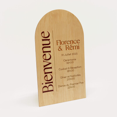 Panneau bienvenue mariage personnalisé bois - Terracotta