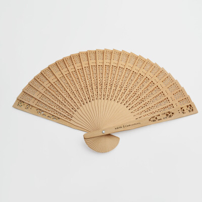 Eventail mariage personnalisé bois - Blue Mediterraneo