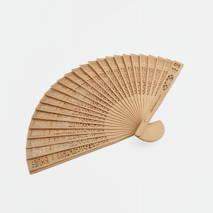 Eventail mariage personnalisé bois - Blue Mediterraneo